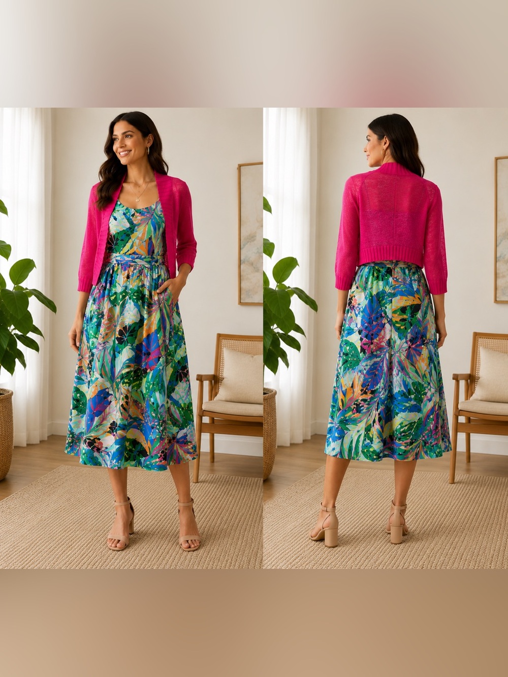 Nic+Zoe Nwt Linen Blend Bolero Cardigan Daiquiri Pink L — image 2 of 8
